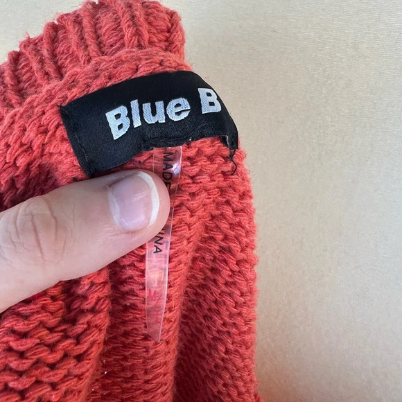 Blue B Woman’s Orange Mid Weight Distressed Knit Acrylic Fall Sweater Size M/L - Picture 6 of 9